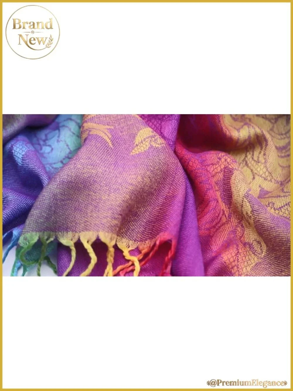 Paisley Pashmina Wrap Shawl Tassels Polyester Cotton Blend